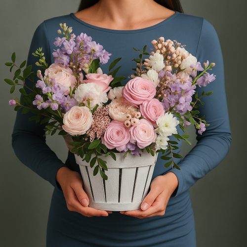 Композиция в коробке «Французский шик»